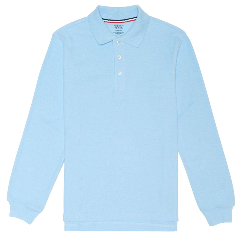 Long Sleeve Pique Polo Shirt - Boys - Light Blue