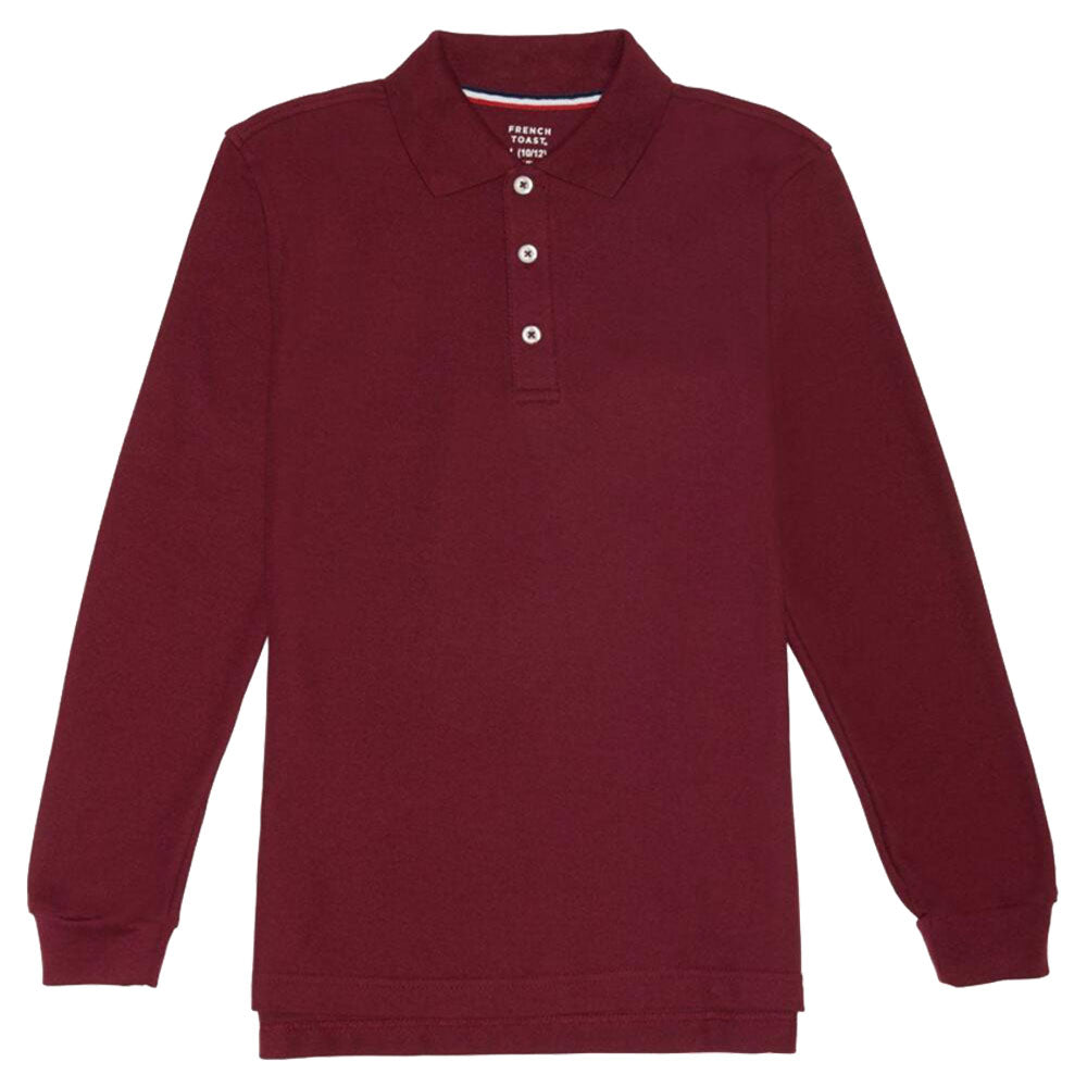 Long Sleeve Pique Polo Shirt - Boys - Burgundy