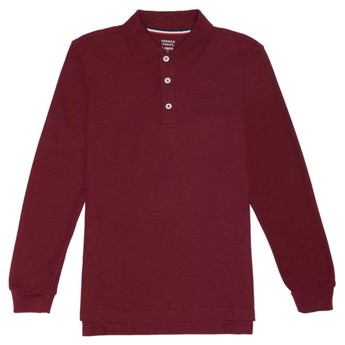 Long Sleeve Pique Polo Shirt  - Boys - Burgundy