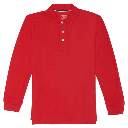 Long Sleeve Pique Polo Shirt  - Boys - Red