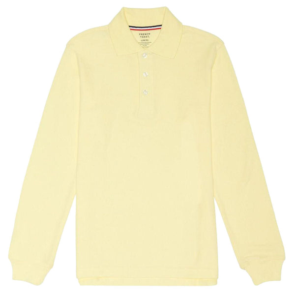 French Toast Boys' Long-Sleeve Pique Polo Shirt - Yellow / XXL(18/20)