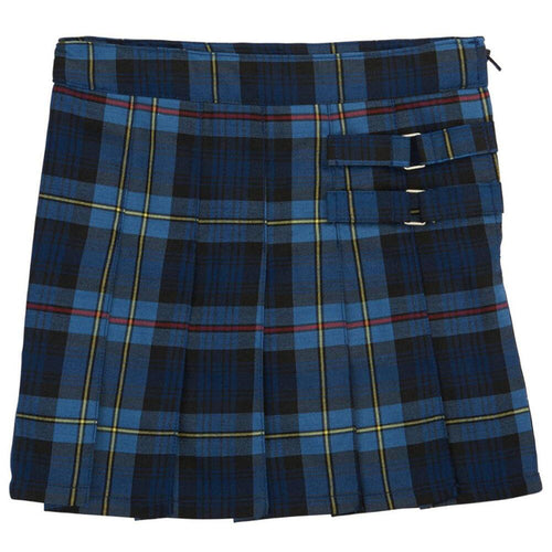 2-Tab Pleated Plaid Scooter - Girls - Blue/Red