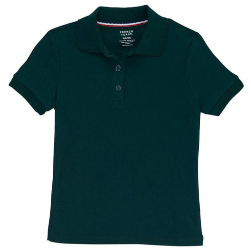 Short Sleeve Knit Polo With Picot Collar - Girls - Hunter