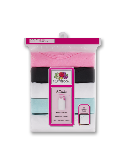 Fruit of the Loom Girls 5 Pack Tank Tops