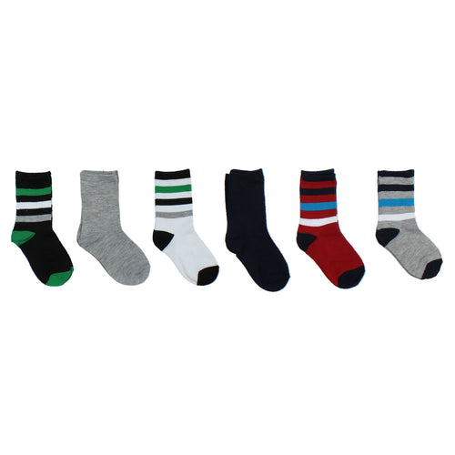 6PK Fashion Crew Stripe Socks