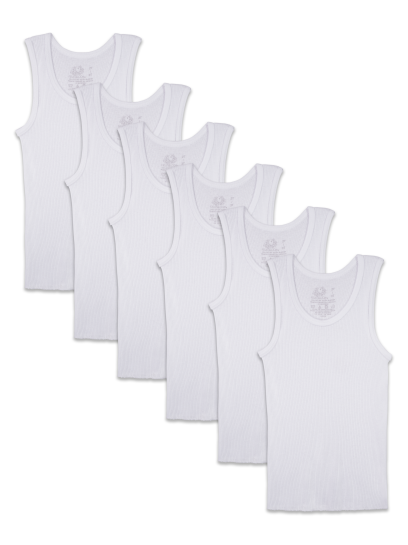 Fruit of the Loom Boys 6 Pack White A Shirts