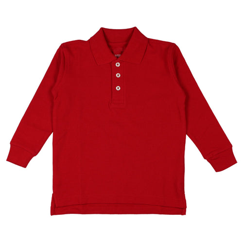 Long Sleeve Pique Polo Shirt - Boys - Red