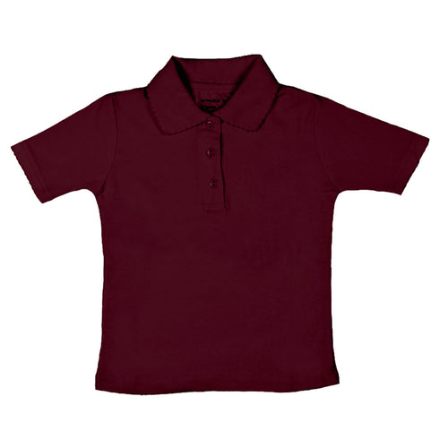 Short Sleeve Interlock Polo - Girls - Burgundy