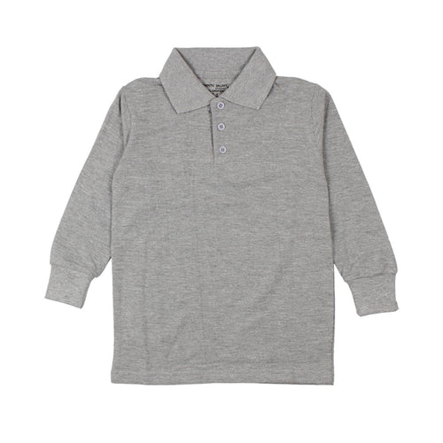 Long Sleeve Pique Polo Shirt - Boys - Grey