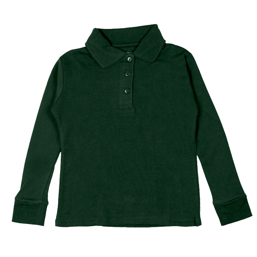 Long Sleeve Interlock Polo - Girls - Hunter