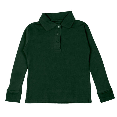 Long Sleeve Interlock Polo - Girls - Hunter