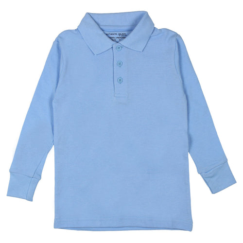 Long Sleeve Pique Polo Shirt - Boys - Light Blue