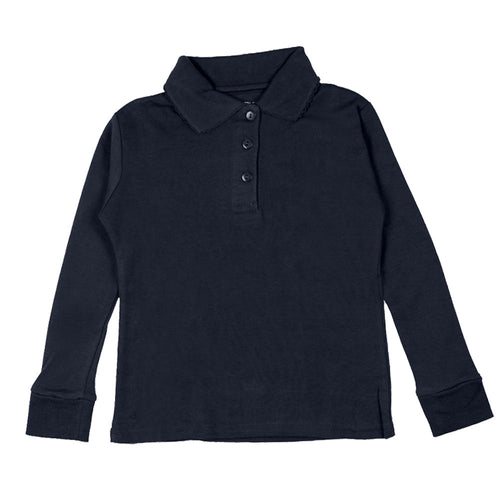Long Sleeve Interlock Polo - Girls - Navy