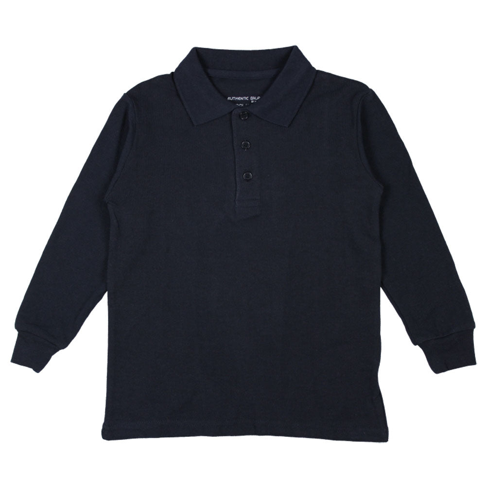 Long Sleeve Pique Polo Shirt - Boys - Navy