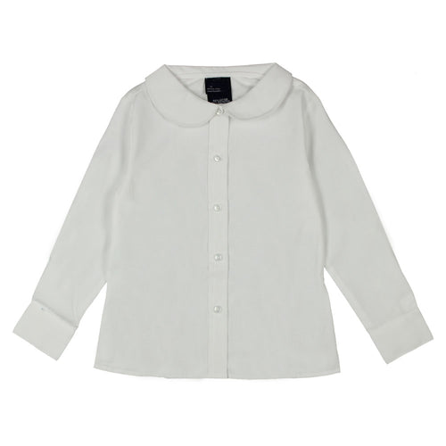 Long Sleeve Peter Pan Collar Blouses - Girls - White