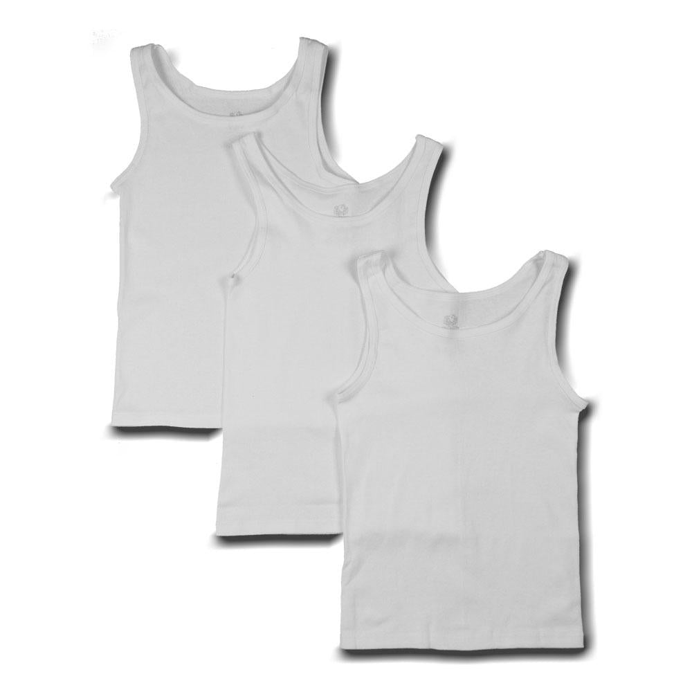 Fruit of the Loom Girls 3 Pack White Tank Tops