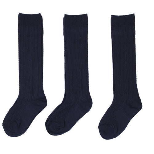 3 pack Cable Knit Knee High Socks