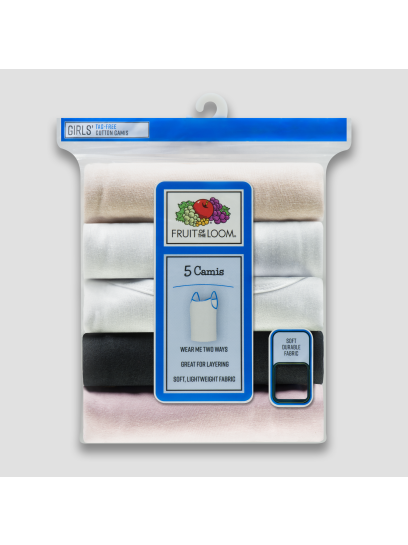 Fruit of the Loom Girls 5 Pack Camis