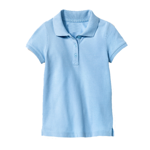 Short Sleeve Pique Polo - Girls - Light Blue