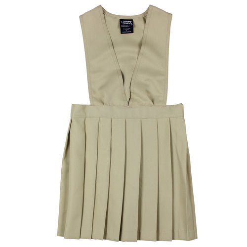 V-Neck Pleated Jumper - Girls - Khaki