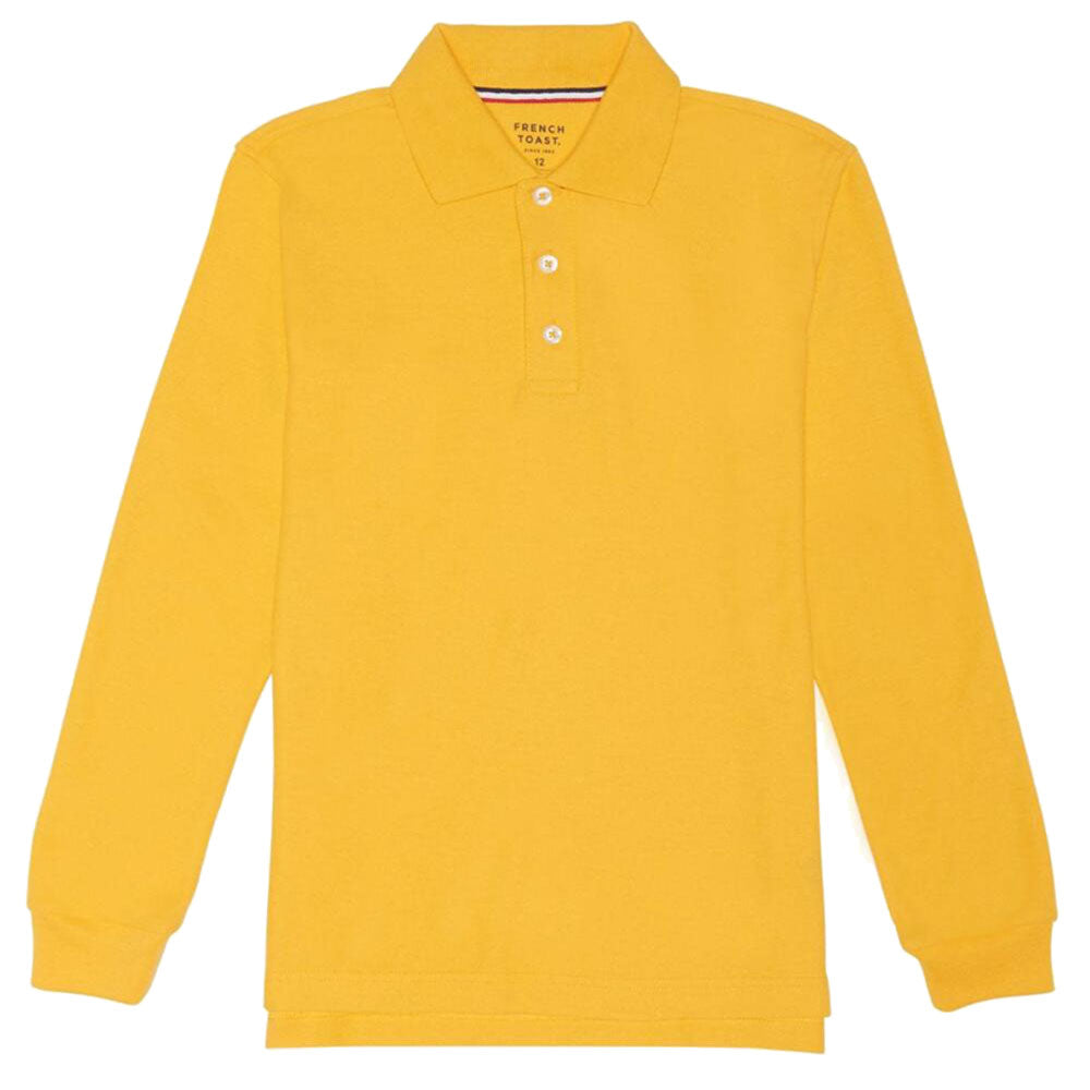 Long Sleeve Pique Polo Shirt - Boys - Gold Kids For Less Long Sleeve Pique Polo Shirt - Boys - Gold Kids For Less