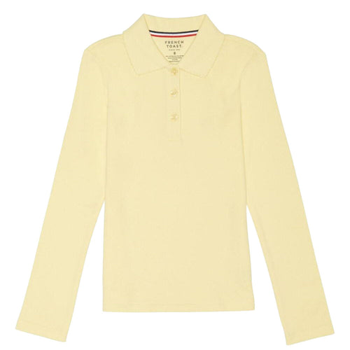 Long Sleeve Knit Polo With Picot Collar - Girls - Yellow