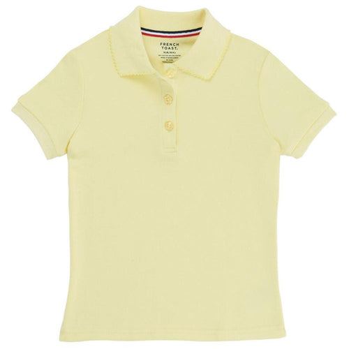 Short Sleeve Knit Polo With Picot Collar - Girls - Yellow