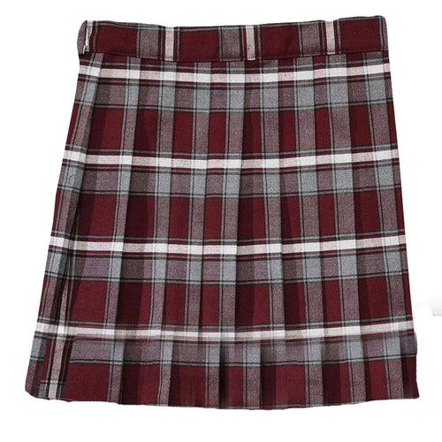 Pleated Plaid Skirt - Girls - Burgundy