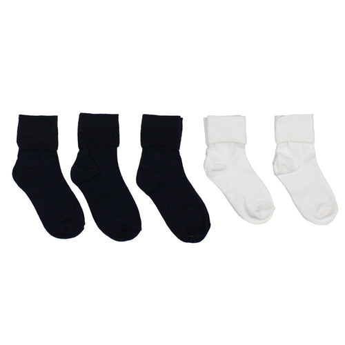 5PK Cotton NVY/WHT Socks