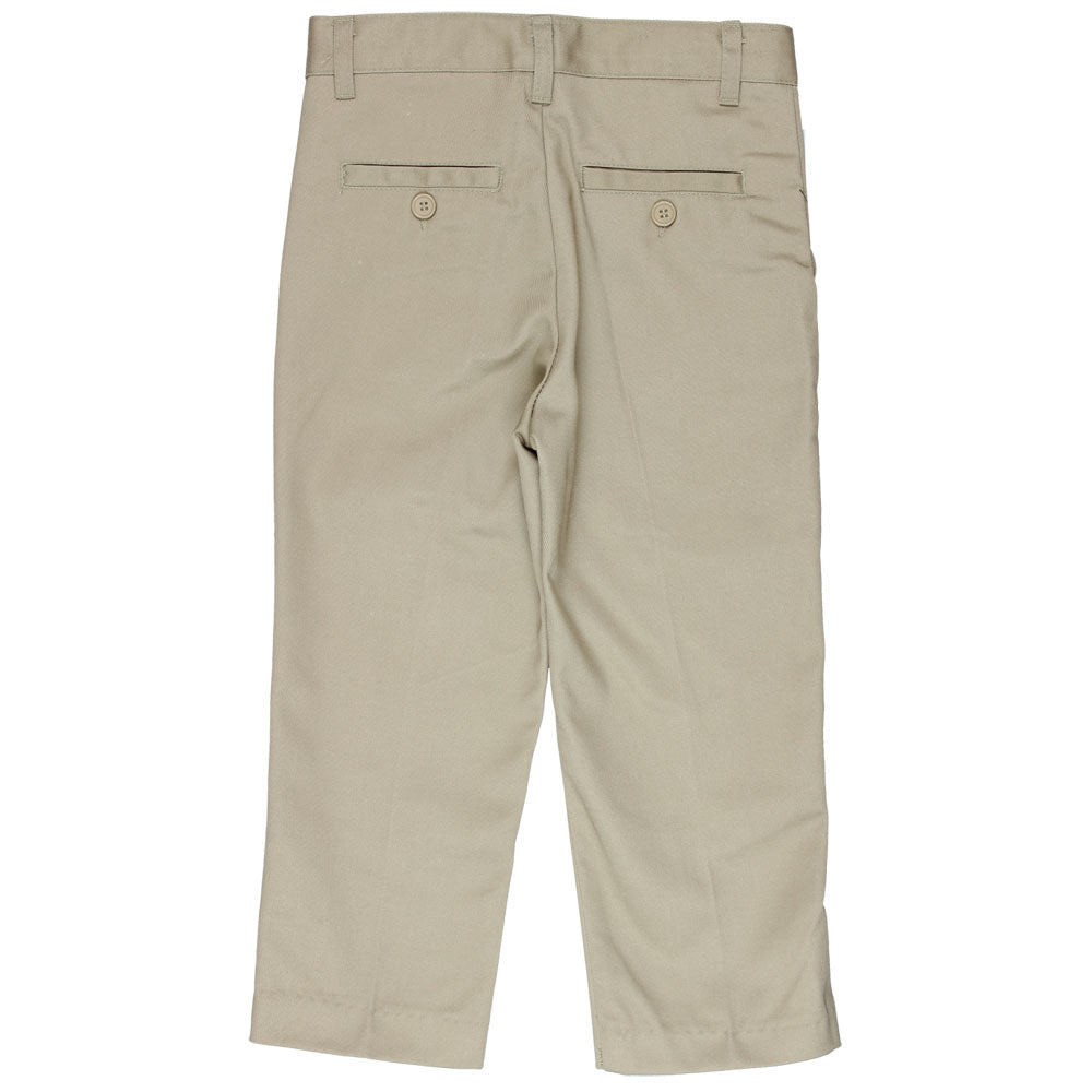 Flat Front Pants Double Knee-Adjustable Waist - Boys - Khaki