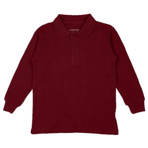 Long Sleeve Pique Polo Shirt - Boys - Burgundy