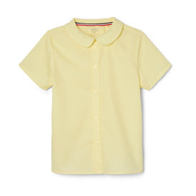 Short Sleeve Peter Pan Collar Blouses - Girls - Yellow