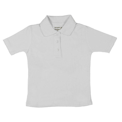 Short Sleeve Interlock Polo - Girls - White