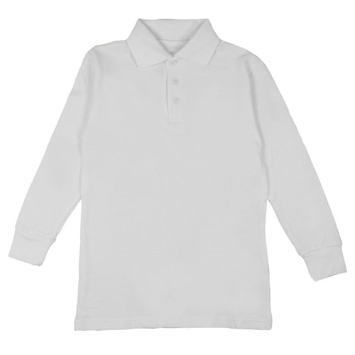 Long Sleeve Pique Polo Shirt - Boys - White