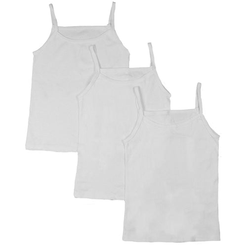 Fruit of the Loom Girls 3 Pack White Camis Tops