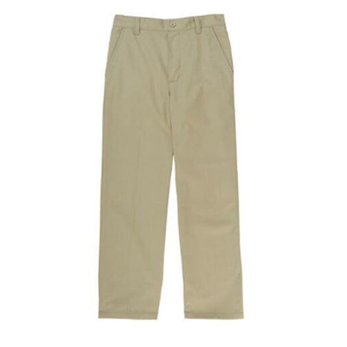 Flat Front Pants Double Knee-Adjustable Waist - Boys - Khaki